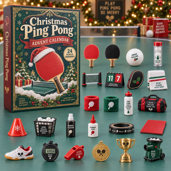 CHRISTMAS KICKOFF 40% OFF - Christmas Ping Pong Advent Calendar 2026 - 24-Day Festive Countdown, Acrylic Charms Blind Box - Gift For Ping Pong Lovers AC0NT286