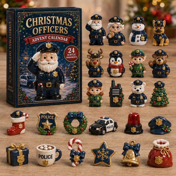 CHRISTMAS KICKOFF 40% OFF - Christmas Police Officer Advent Calendar 2026 - 24-Day Festive Countdown, Acrylic Charms Blind Box - Gift For Police Lovers AC0TM209