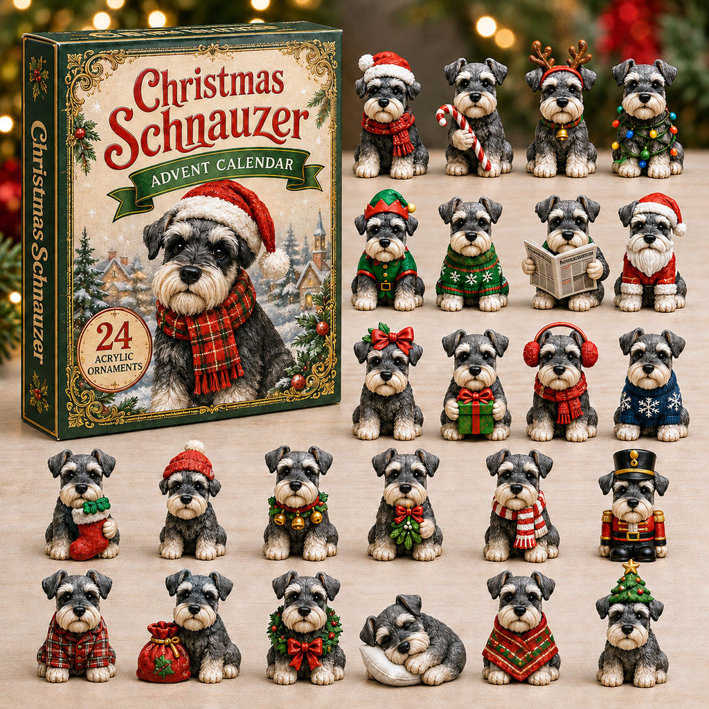 CHRISTMAS KICKOFF 40% OFF - Christmas Schnauzer Advent Calendar 2026 - 24-Day Festive Countdown, Acrylic Charms Blind Box - Gift For Schnauzer Lovers AC0NT046