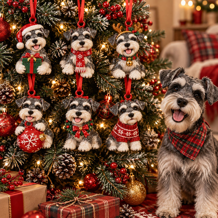 Christmas Schnauzer Acrylic Ornament Gift Set NCU0HT193
