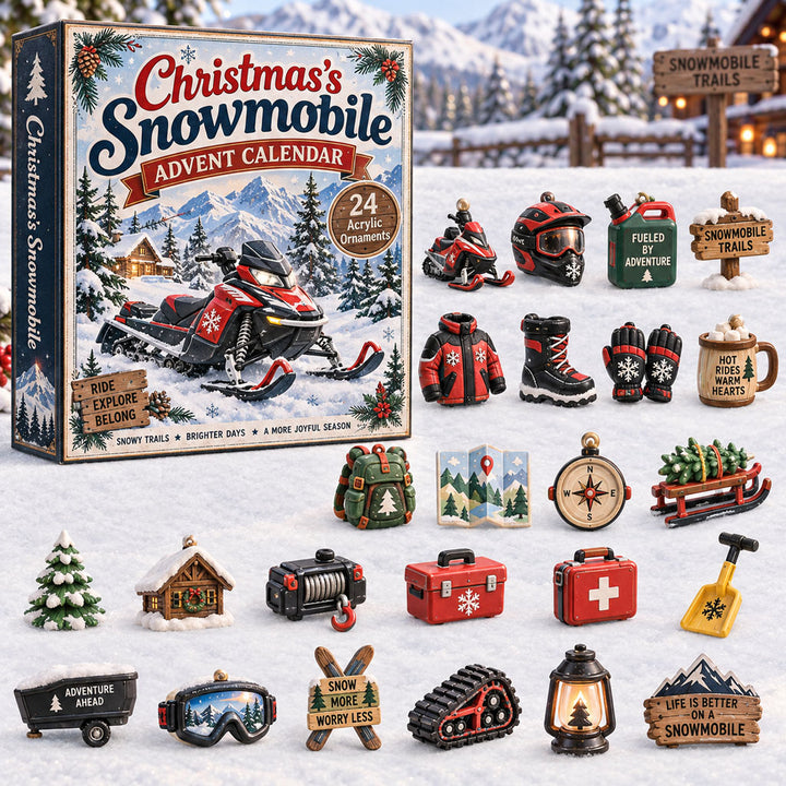 CHRISTMAS KICKOFF 40% OFF - Christmas Snowmobile Advent Calendar 2026 - 24-Day Festive Countdown, Acrylic Charms Blind Box - Gift For Outdoor Hobby Lovers AC0TH320