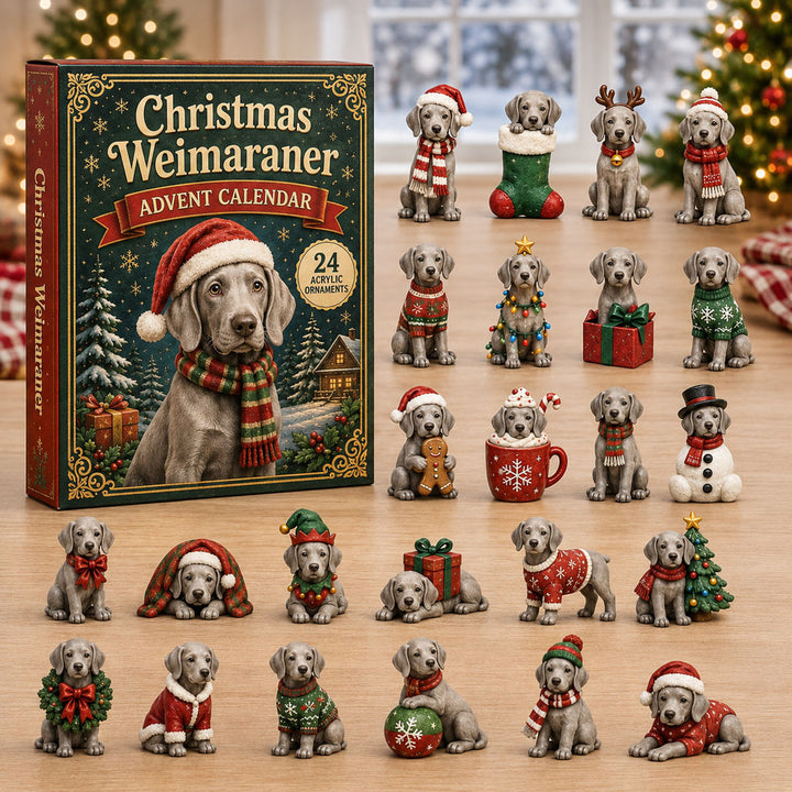 CHRISTMAS KICKOFF 40% OFF - Christmas Weimaraner Advent Calendar 2026 - 24-Day Festive Countdown, Acrylic Charms Blind Box - Gift For Weimaraner Lovers AC0NT221