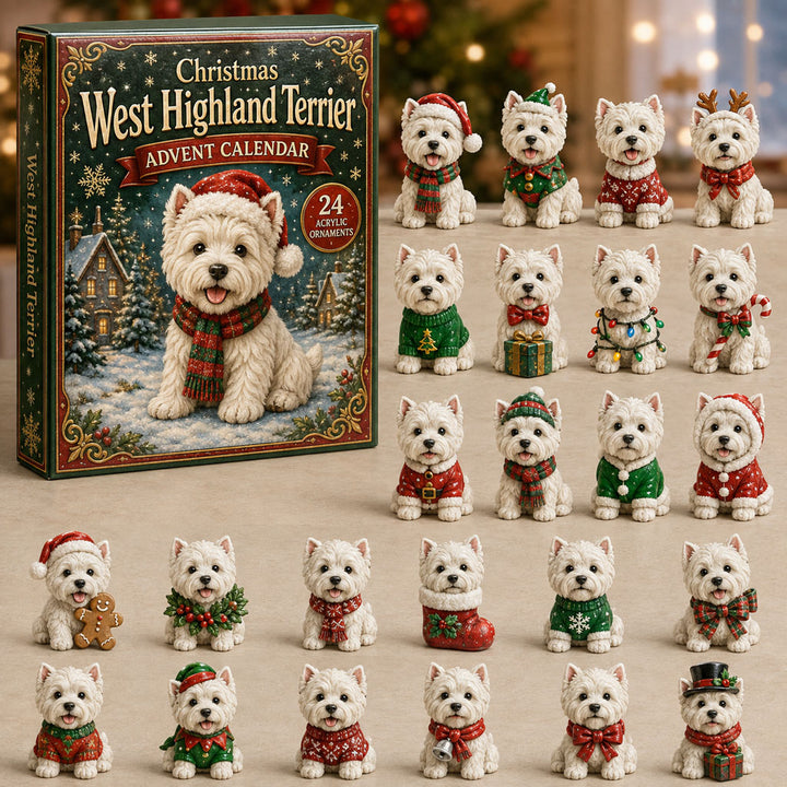CHRISTMAS KICKOFF 40% OFF - Christmas West Highland Terrier Advent Calendar 2026 - 24-Day Festive Countdown, Acrylic Charms Blind Box - Gift For West Highland Terrier Lovers AC0NT051