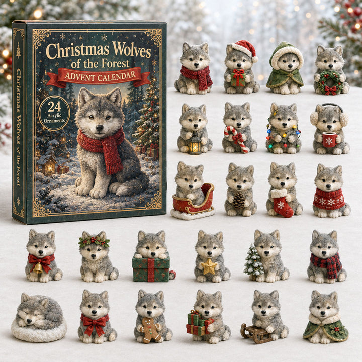 CHRISTMAS KICKOFF 40% OFF - Christmas Wolf Advent Calendar 2026 - 24-Day Festive Countdown, Acrylic Charms Blind Box - Gift For Wolf Lovers AC0TH050