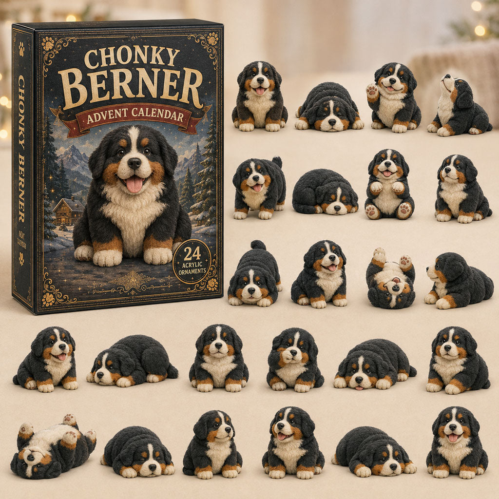 CHRISTMAS KICKOFF 40% OFF - Chubby Berner Advent Calendar 2026 - 24-Day Festive Countdown, Acrylic Charms Blind Box - Gift For Bernese Lovers AC0TM176