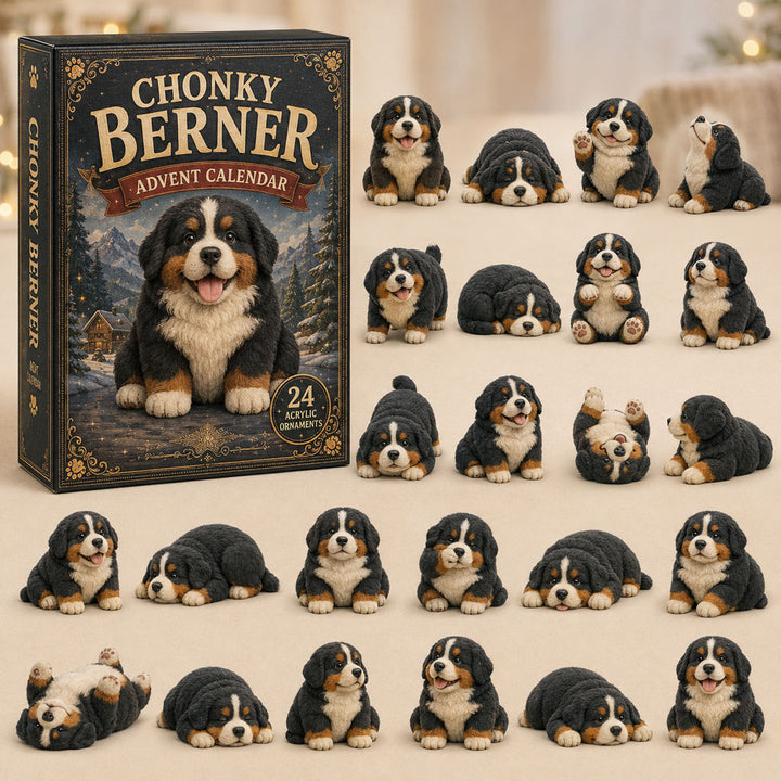 CHRISTMAS KICKOFF 40% OFF - Chubby Berner Advent Calendar 2026 - 24-Day Festive Countdown, Acrylic Charms Blind Box - Gift For Bernese Lovers AC0TM176