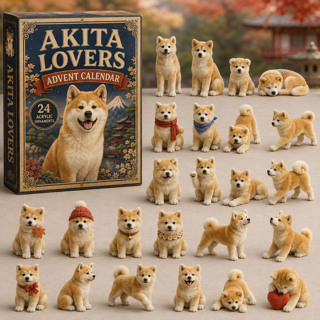 CHRISTMAS KICKOFF 40% OFF - Classic Akita Advent Calendar 2026 - 24-Day Festive Countdown, Acrylic Charms Blind Box - Gift For Dog Lovers AC0TM011