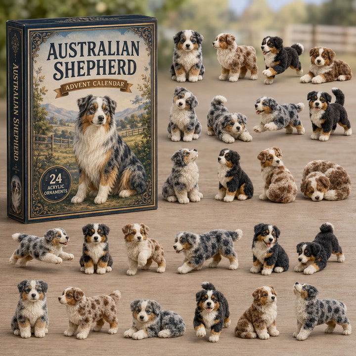 CHRISTMAS KICKOFF 40% OFF - Classic Australian Shepherd Advent Calendar 2026 - 24-Day Festive Countdown, Acrylic Charms Blind Box - Gift For Dog Lovers AC0TM001