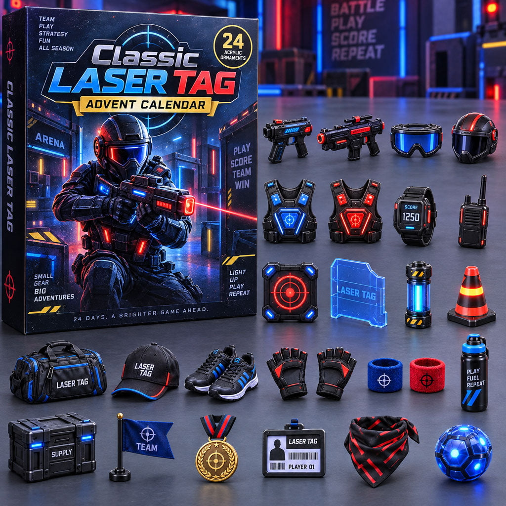 CHRISTMAS KICKOFF 40% OFF - Classic Laser Tag Advent Calendar 2026 - 24-Day Festive Countdown, Acrylic Charms Blind Box - Gift For Laser Tag Lovers AC0NT352