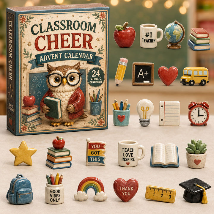 CHRISTMAS KICKOFF 40% OFF - Classroom Cheer Advent Calendar 2026 - 24-Day Festive Countdown, Acrylic Charms Blind Box - Gift For Teacher AC0TM265