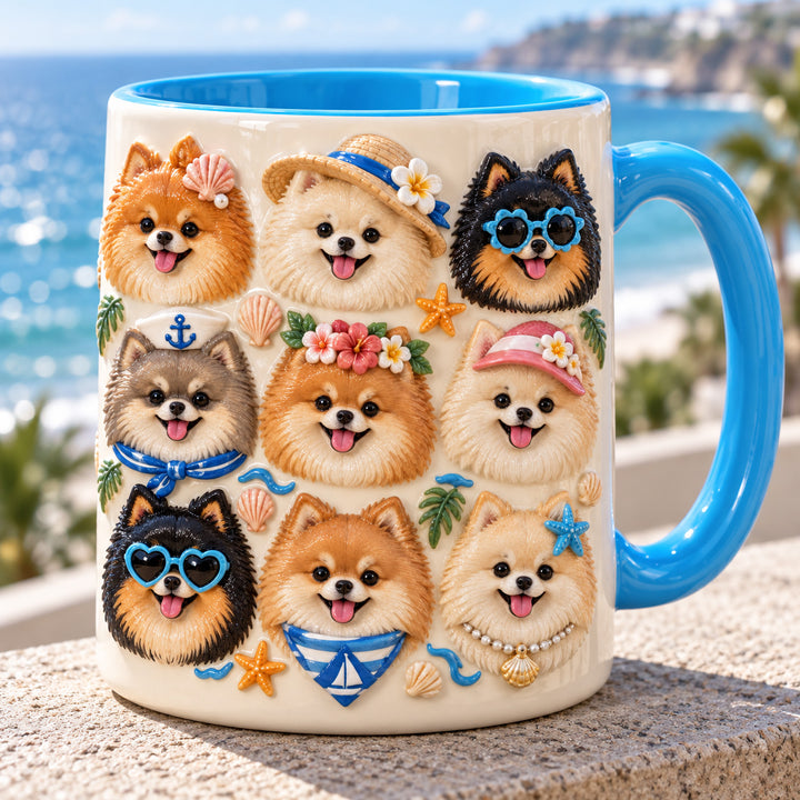Coastal Pomeranian 3D Effect Printed Accent Mug NCU0HT276