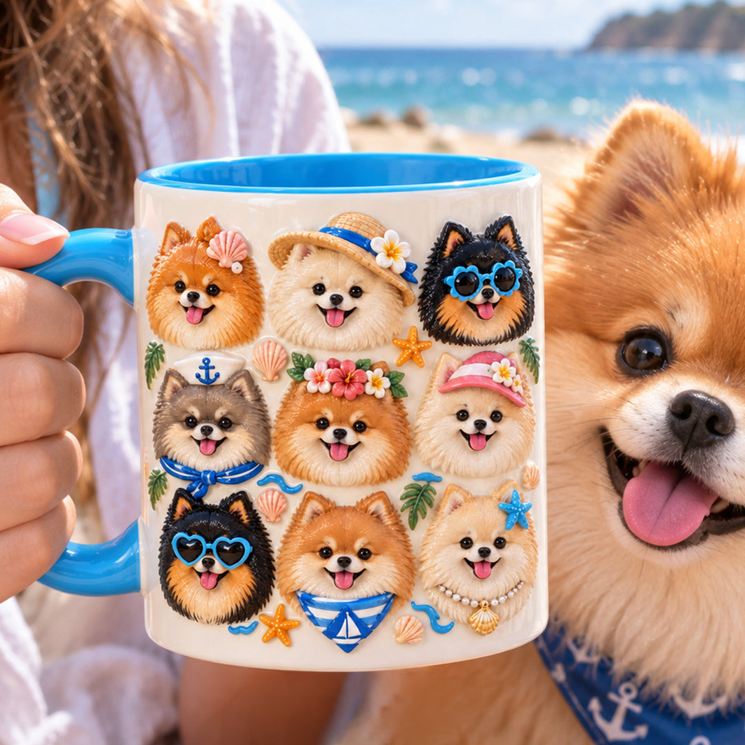Coastal Pomeranian 3D Effect Printed Accent Mug NCU0HT276