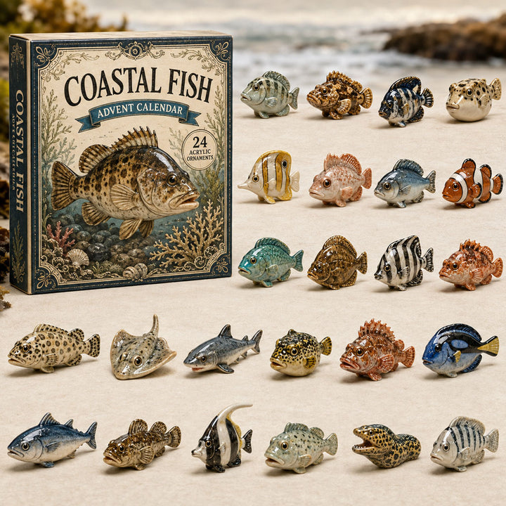 CHRISMAST KICKOFF 40% OFF - Coastal Fish Species Advent Calendar 2026 - 24-Day Festive Countdown, Acrylic Charms Blind Box - Gift For Fish Lovers AC0TM147