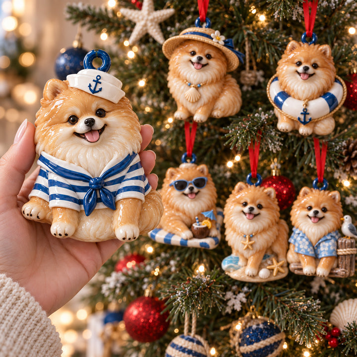 Coastal Pomeranian Acrylic Ornament Gift Set NCU0HT283