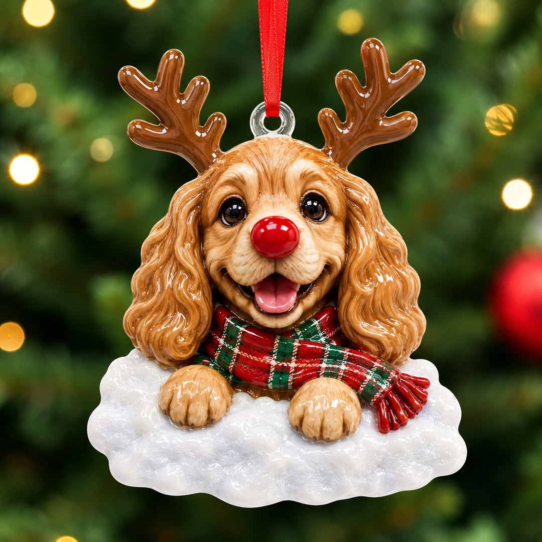 Cocker Spaniel Reindeer Mica Ornament NCU0HT058