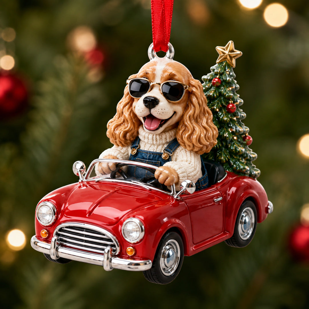 Cocker Spaniel Xmas Trip Mica Ornament NCU0HT057