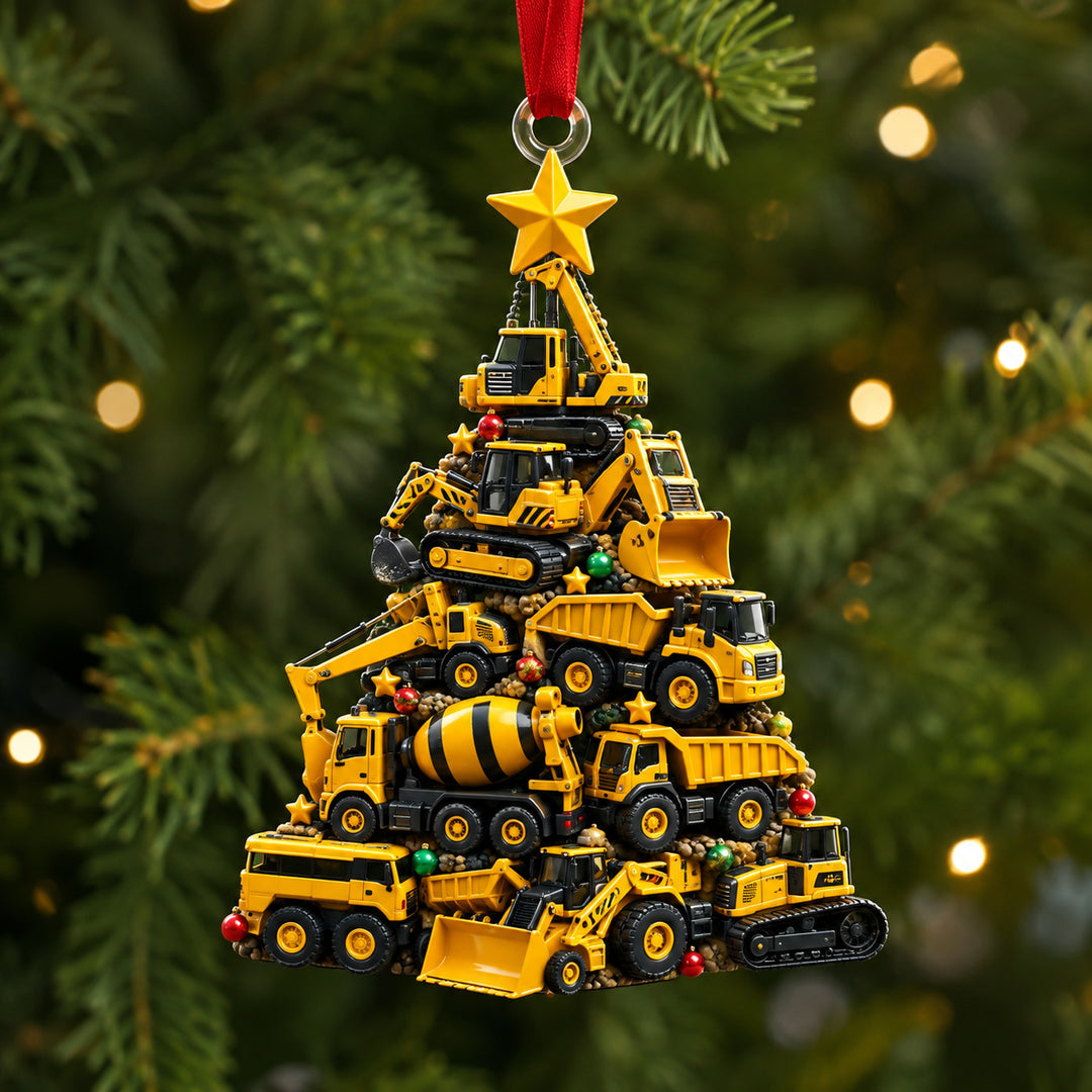 Construction Christmas Tree Mica Ornament NCU0HT040