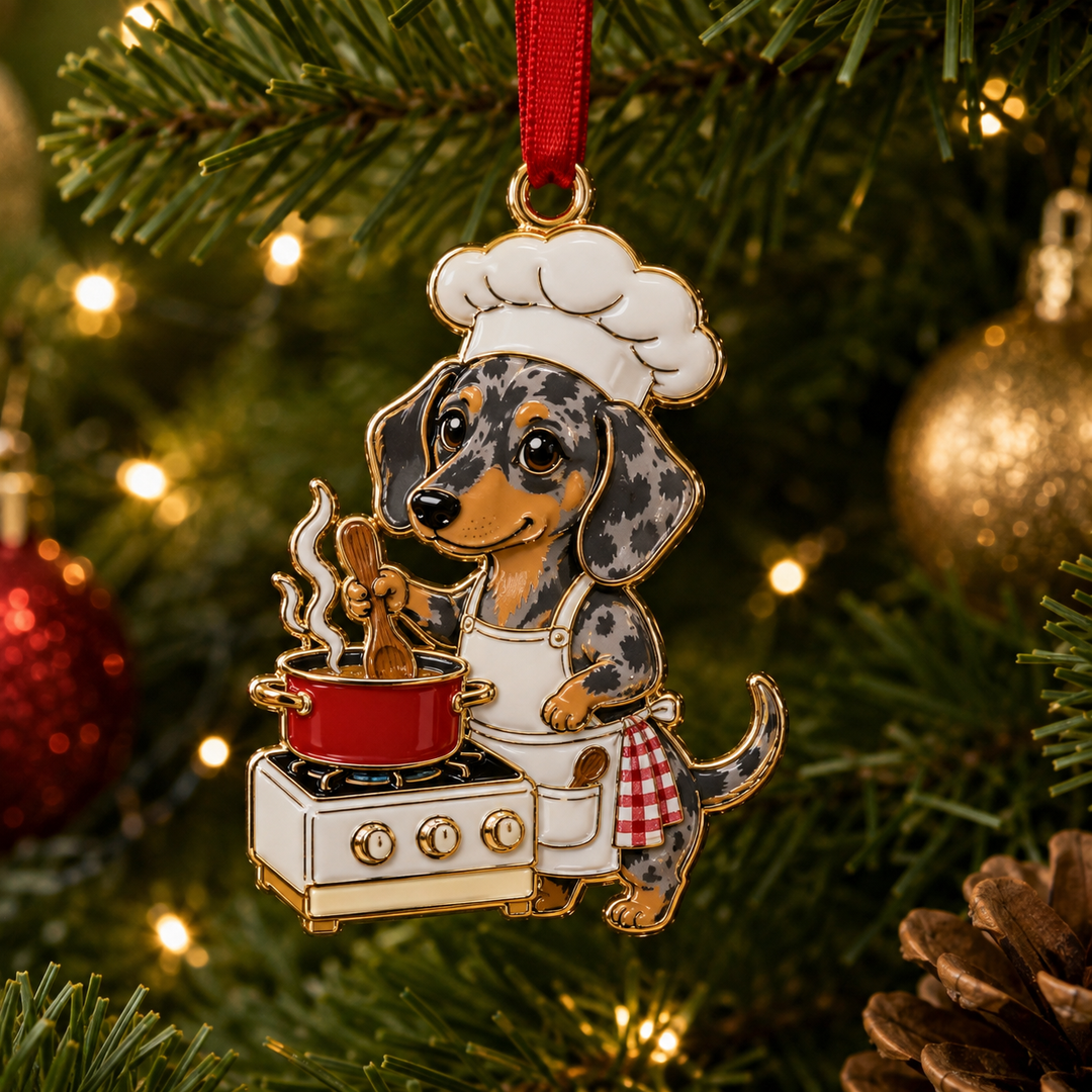 Cooking Dachshund Mica Ornament NCU0TM001