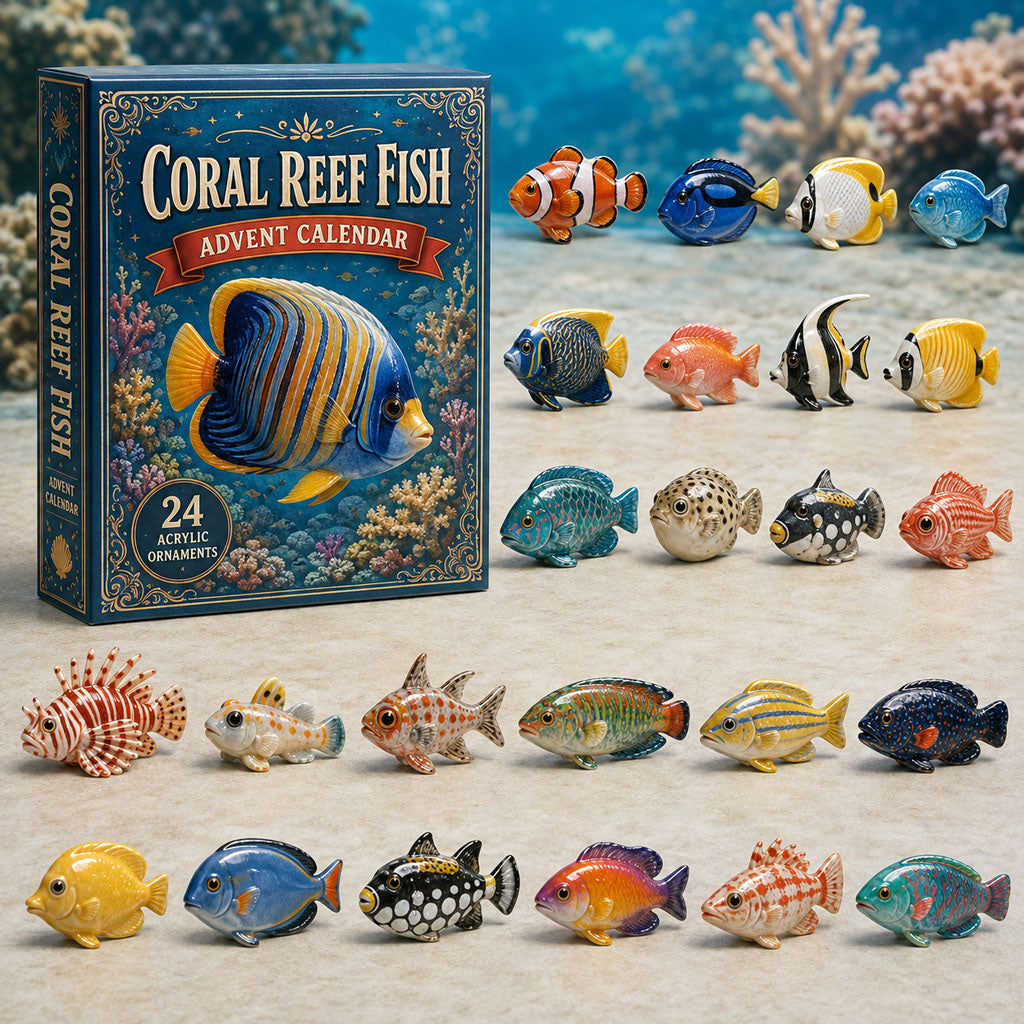 CHRISMAST KICKOFF 40% OFF - Coral Reef Fish Advent Calendar 2026 - 24-Day Festive Countdown, Acrylic Charms Blind Box - Gift For Fish Lovers AC0TM149