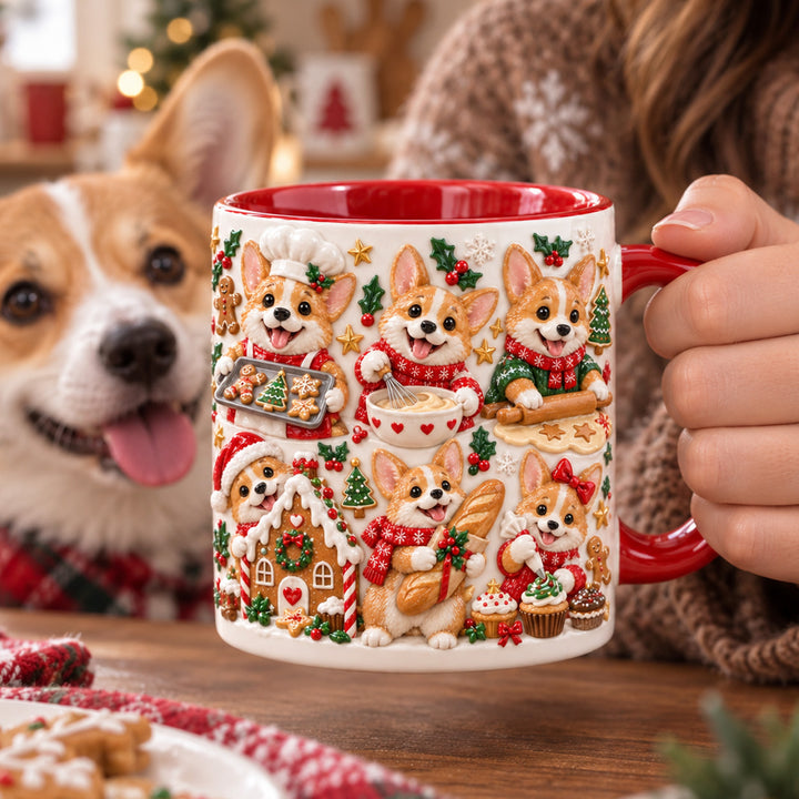 Corgi Bakery Christmas 3D Effect Printed Accent Mug NCU0HT268