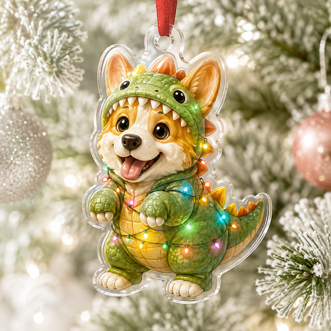 Corgi Dinosaur Mica Ornament NCU0HT009