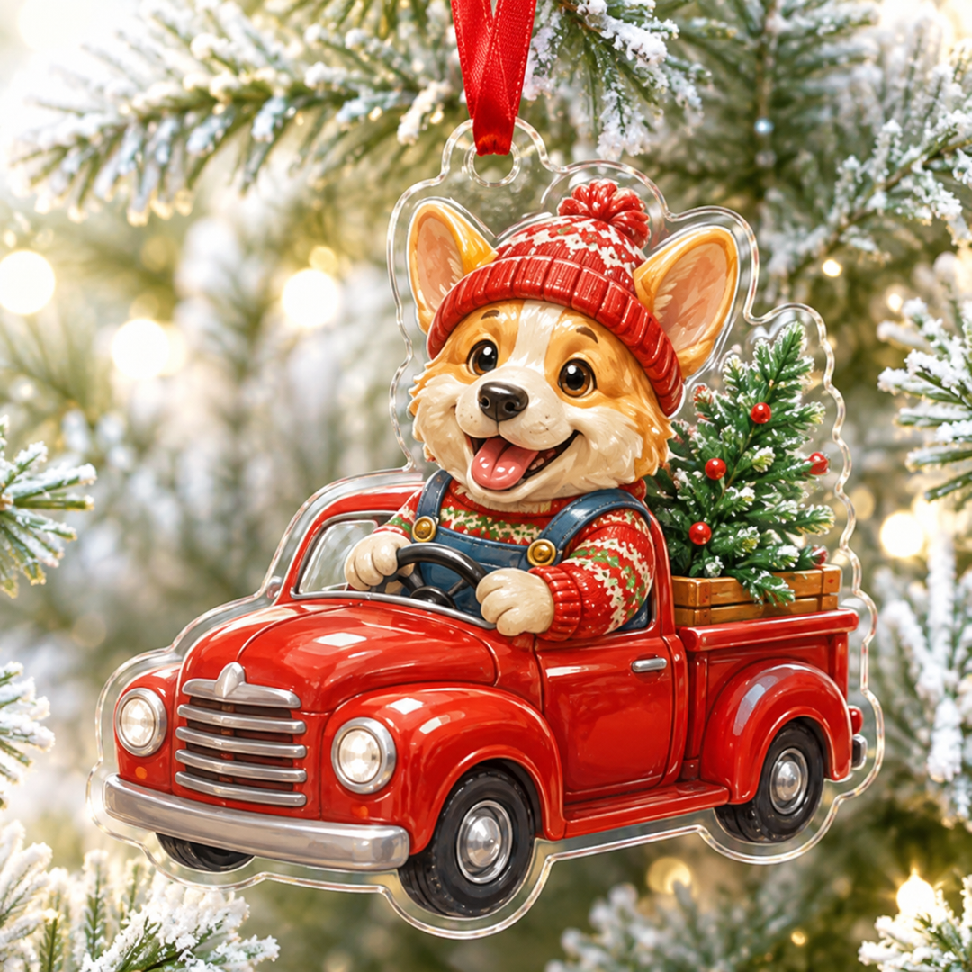 Corgi Red Truck Mica Ornament NCU0HT010