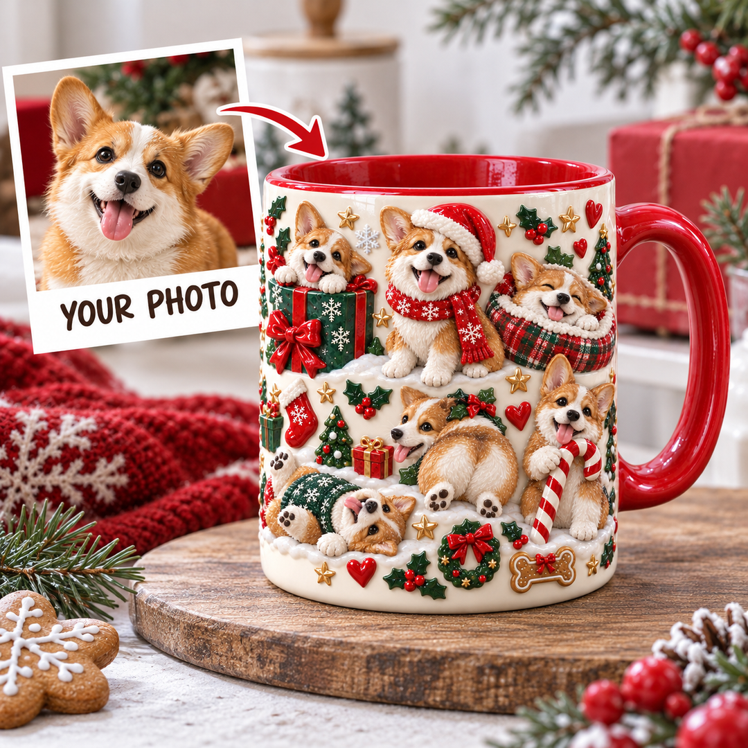 Corgi Silly Moments Christmas Personalized 3D Effect Printed Accent Mug UPL0HA001
