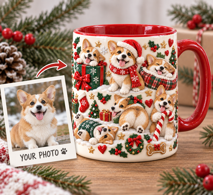 Corgi Silly Moments Christmas Personalized 3D Effect Printed Accent Mug UPL0HA001