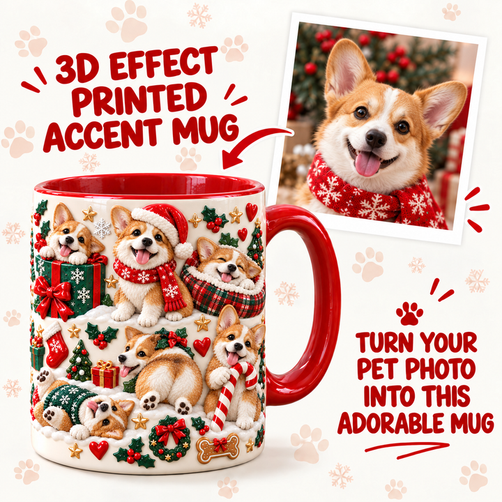 Corgi Silly Moments Christmas Personalized 3D Effect Printed Accent Mug UPL0HA001