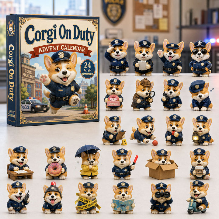 CHRISTMAS KICKOFF 40% OFF - Corgi On Duty Advent Calendar 2026 - 24-Day Festive Countdown, Acrylic Charms Blind Box - Gift For Corgi Lovers AC0TH108