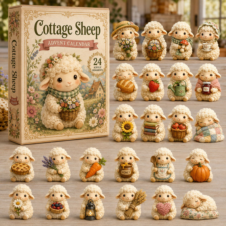CHRISTMAS KICKOFF 40% OFF - Cottage Sheep Advent Calendar 2026 - 24-Day Festive Countdown, Acrylic Charms Blind Box - Gift For Sheep Lovers AC0NT196