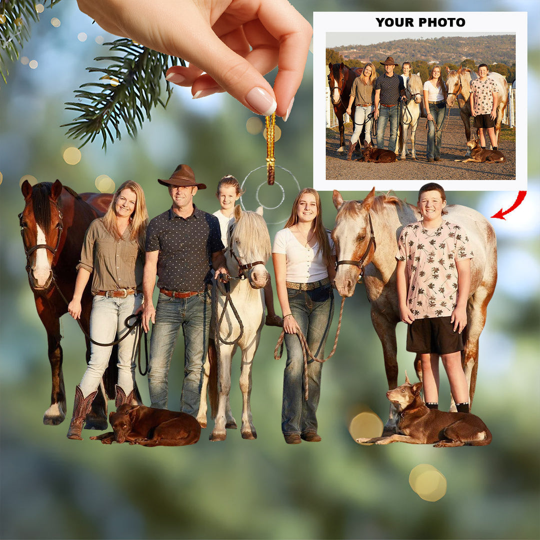 Country Family Love - Personalized Photo Mica Ornament - Christmas Gift For Family Members