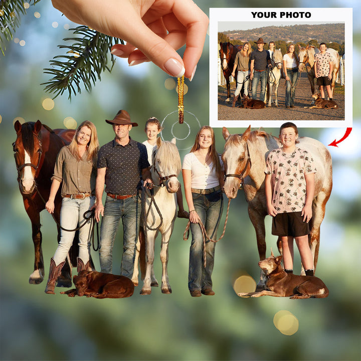 Country Family Love - Personalized Photo Mica Ornament - Christmas Gift For Family Members