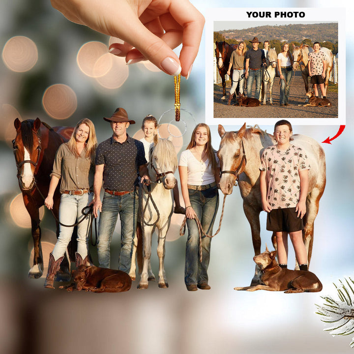 Country Family Love - Personalized Photo Mica Ornament - Christmas Gift For Family Members