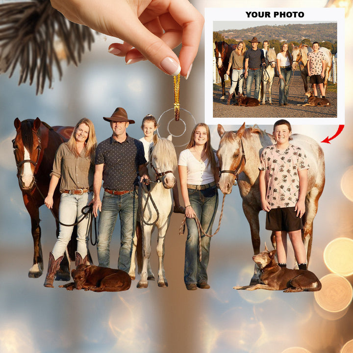 Country Family Love - Personalized Photo Mica Ornament - Christmas Gift For Family Members