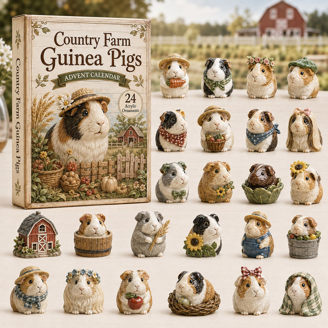 CHRISTMAS KICKOFF 40% OFF - Country Guinea Pig Advent Calendar 2026 - 24-Day Festive Countdown, Acrylic Charms Blind Box - Gift For Guinea Pig Lovers