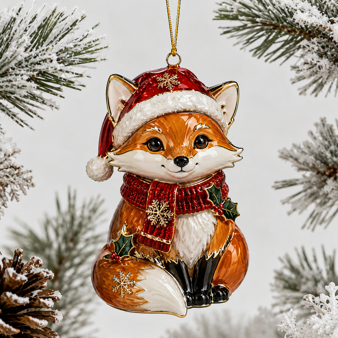 Cozy Christmas Fox Mica Ornament NCU0TH025