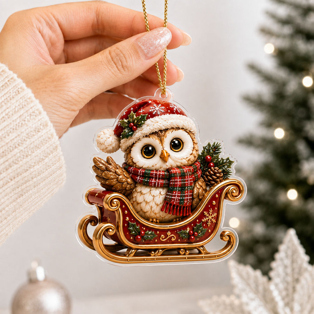 Cozy Christmas Owl Mica Ornament NCU0TH03