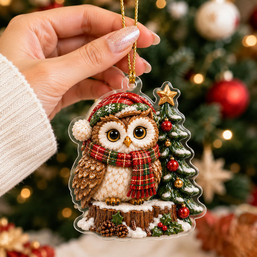 Cozy Christmas Owl Mica Ornament NCU0TH05