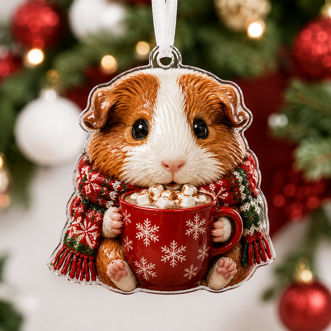 Cozy Cocoa Guinea Pig Mica Ornament NCU0HA037