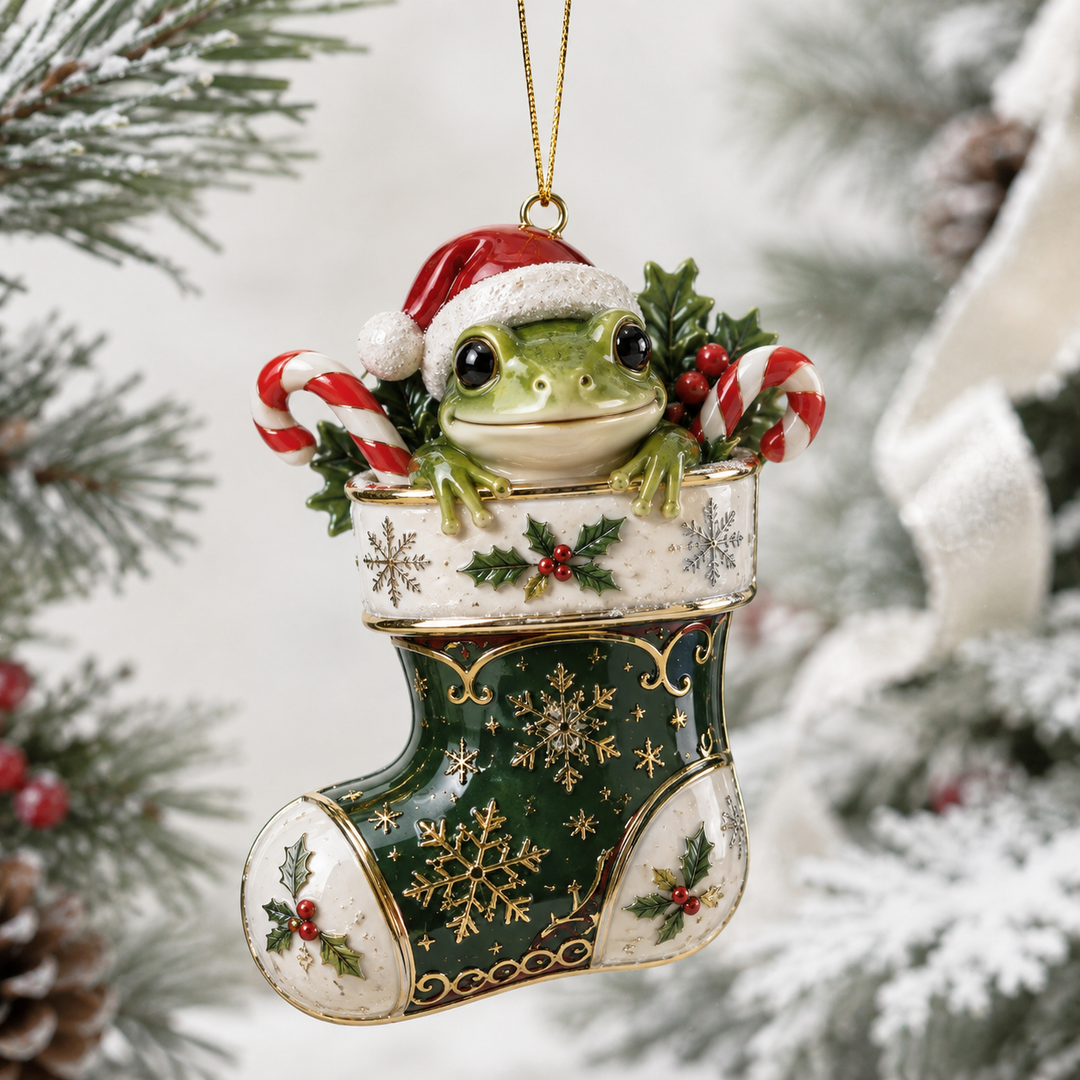 Cozy Little Frog Christmas Mica Ornament NCU0TH022