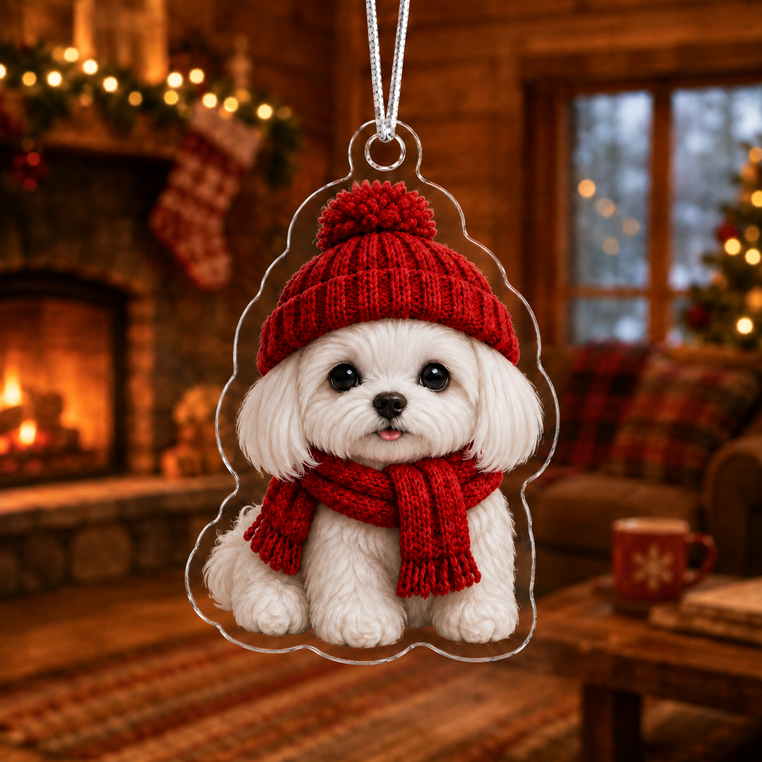 Cozy Maltese Mica Ornament NCU0NT084