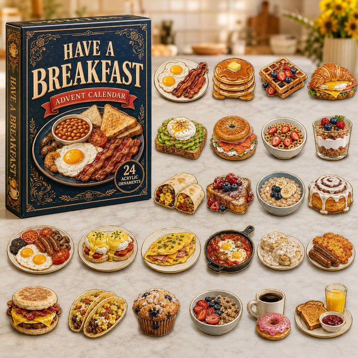 CHRISTMAS KICKOFF 40% OFF - Cozy Breakfast Plate Advent Calendar 2026 - 24-Day Festive Countdown, Acrylic Charms Blind Box - Gift For Cooking Lovers