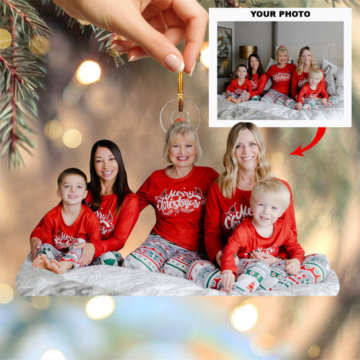 Cozy Christmas Family - Personalized Photo Mica Ornament - Christmas Gift For Family Members
