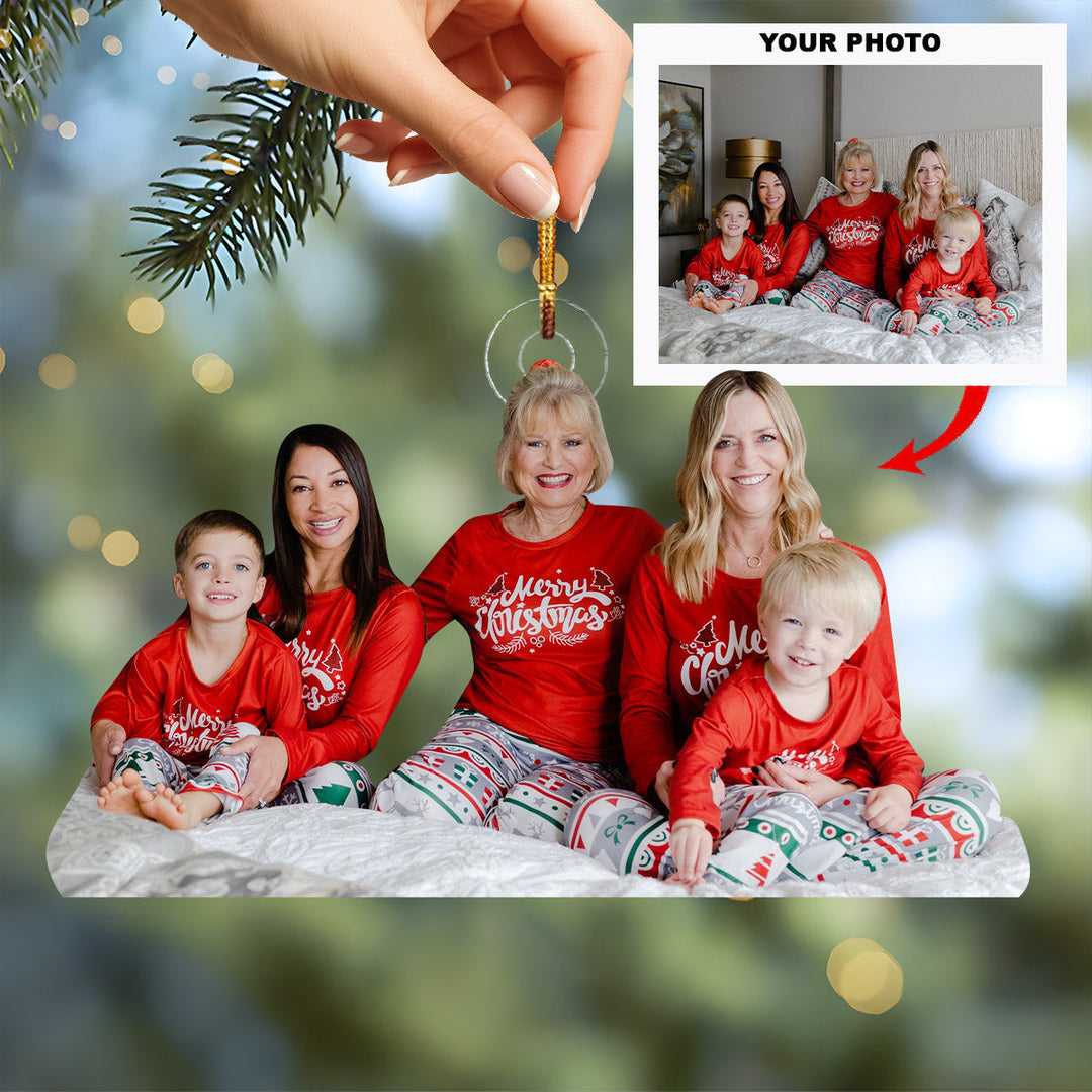 Cozy Christmas Family - Personalized Photo Mica Ornament - Christmas Gift For Family Members