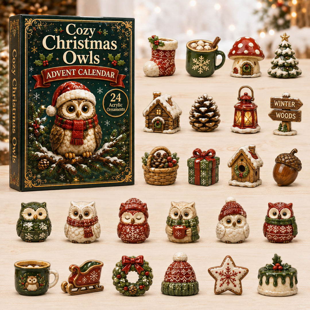 CHRISTMAS KICKOFF 40% OFF - Cozy Christmas Owls Advent Calendar 2026 - 24-Day Festive Countdown, Acrylic Charms Blind Box - Gift For Owl Lovers