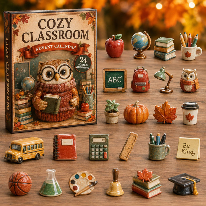 CHRISTMAS KICKOFF 40% OFF - Cozy Classroom Advent Calendar 2026 - 24-Day Festive Countdown, Acrylic Charms Blind Box - Gift For Teacher AC0TM269
