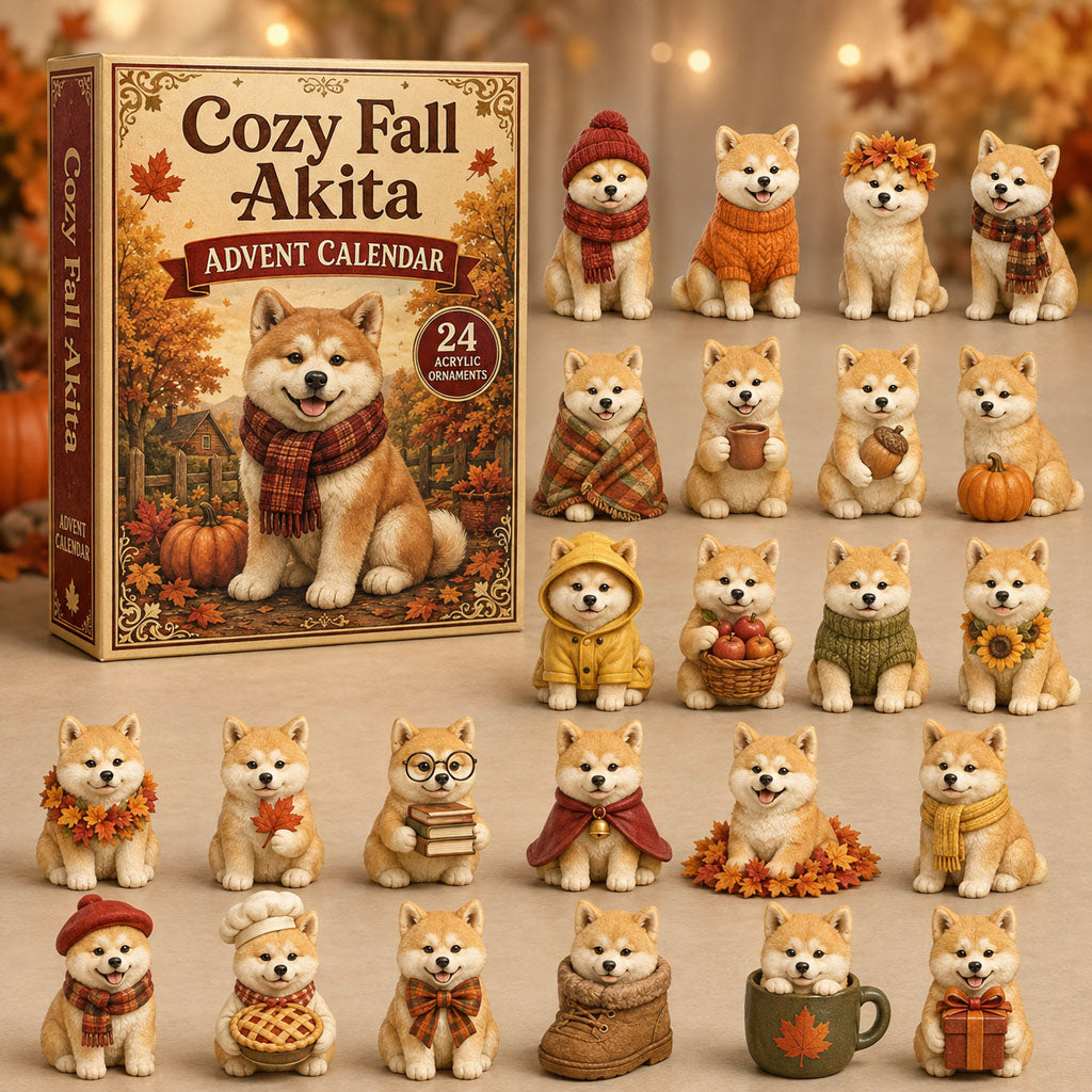 FALL KICKOFF 40% OFF - Cozy Fall Akita Advent Calendar 2026 - 24-Day Festive Countdown, Acrylic Charms Blind Box - Gift For Akita Lovers AC0NT168