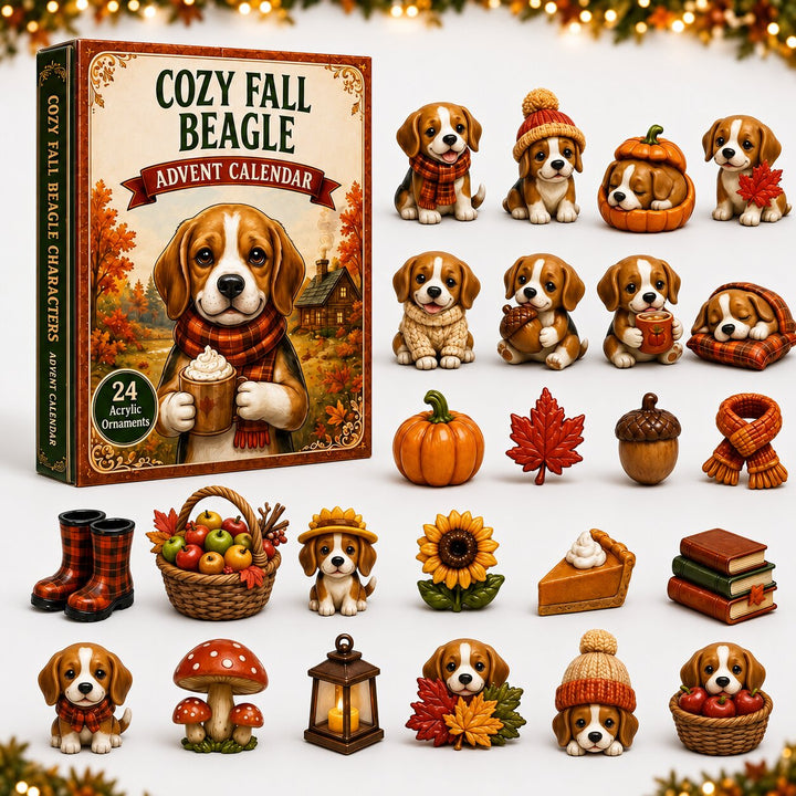 CHRISTMAS KICKOFF 40% OFF - Cozy Fall Beagle Advent Calendar 2026 - 24-Day Festive Countdown, Acrylic Charms Blind Box - Gift For Dogs Lovers