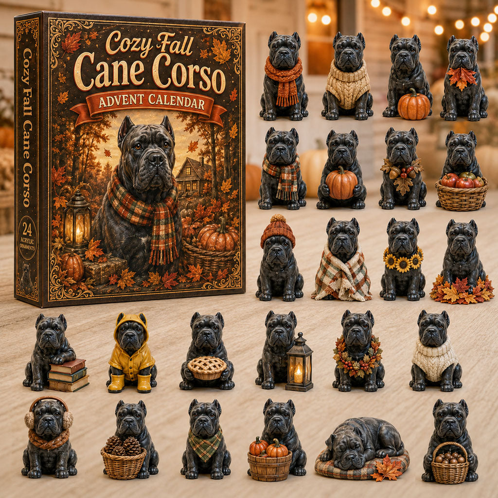 FALL KICKOFF 40% OFF - Cozy Fall Cane Corso Advent Calendar 2026 - 24-Day Festive Countdown, Acrylic Charms Blind Box - Gift For Cane Corso Lovers AC0NT202